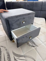 Velvet Bedroom set with a set of Nightstands