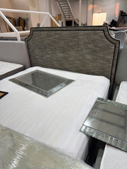 Mirrored and Grey Fabric Bedroom Set with Mattress - Gently Used