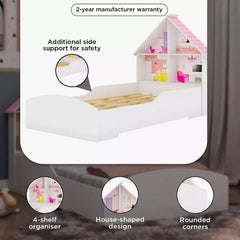 Pan Emirates White House Bed with Shelving Headboard