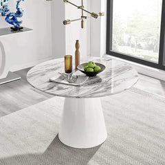Abc Round Marble-Pattern Dining Table