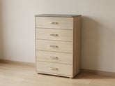 Home Box Light Oak and Grey 5-Drawer Chest - Like New