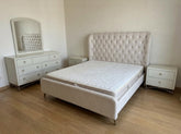 Home Center Tufted Bed Set with Dresser and Nightstands - Gently Used
