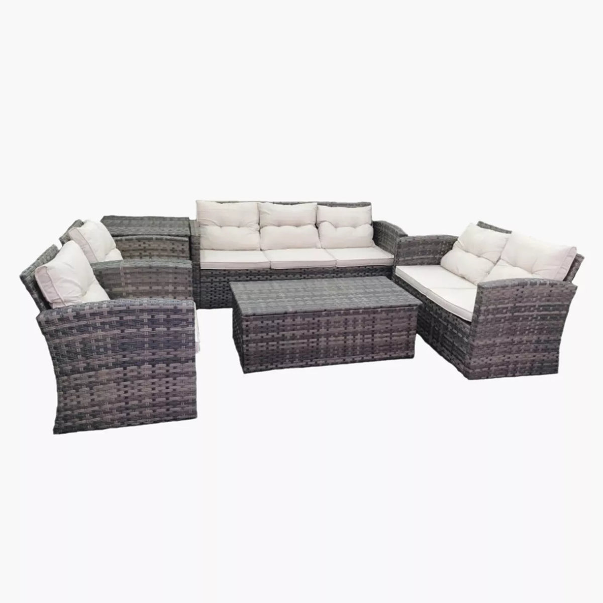 Outdoor Rattan Lounge Set with Table / And Storage