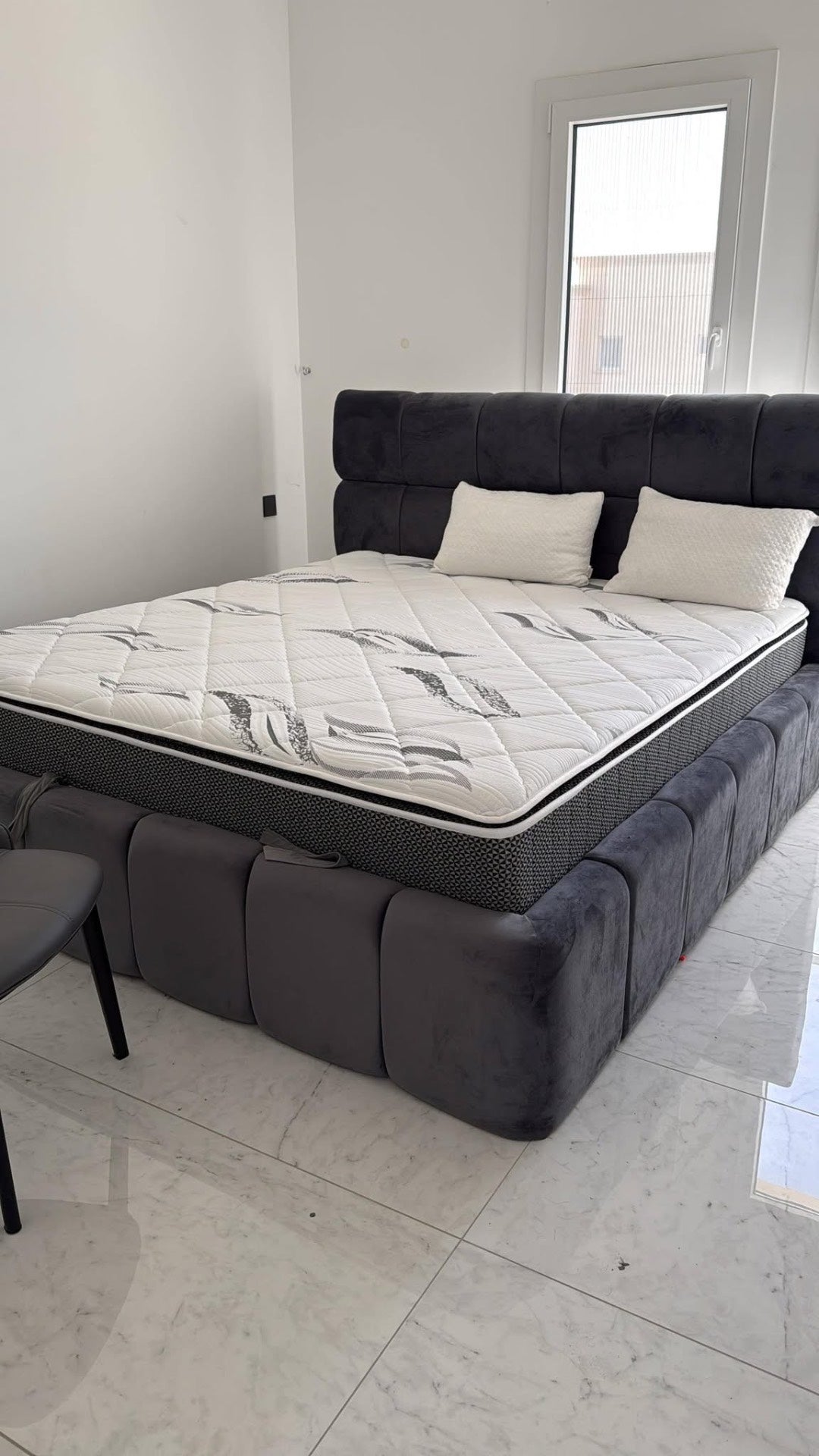 Velvet Bedroom set with a set of Nightstands