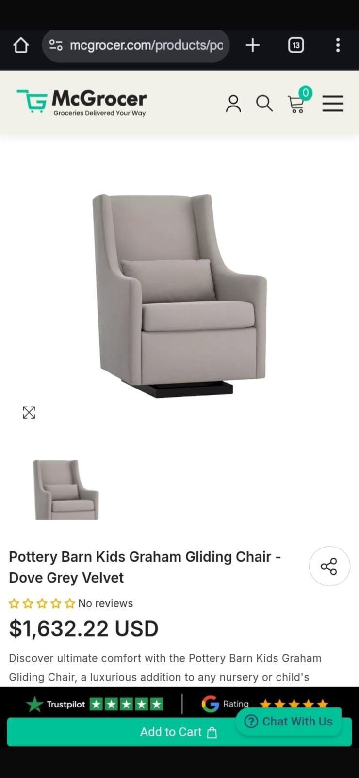 Pottery Barn Rocking Chair & Ottoman
