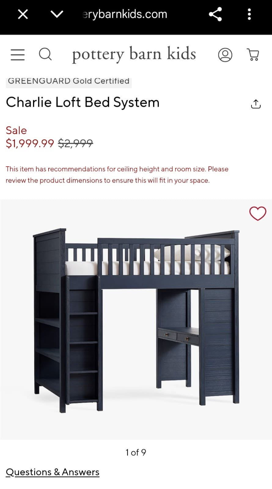 Pottery Barn Kids Loft Bed