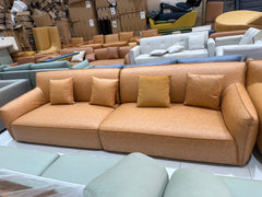 2XL Furniture & Home Decor Tan Faux Leather Sofa - Brand New