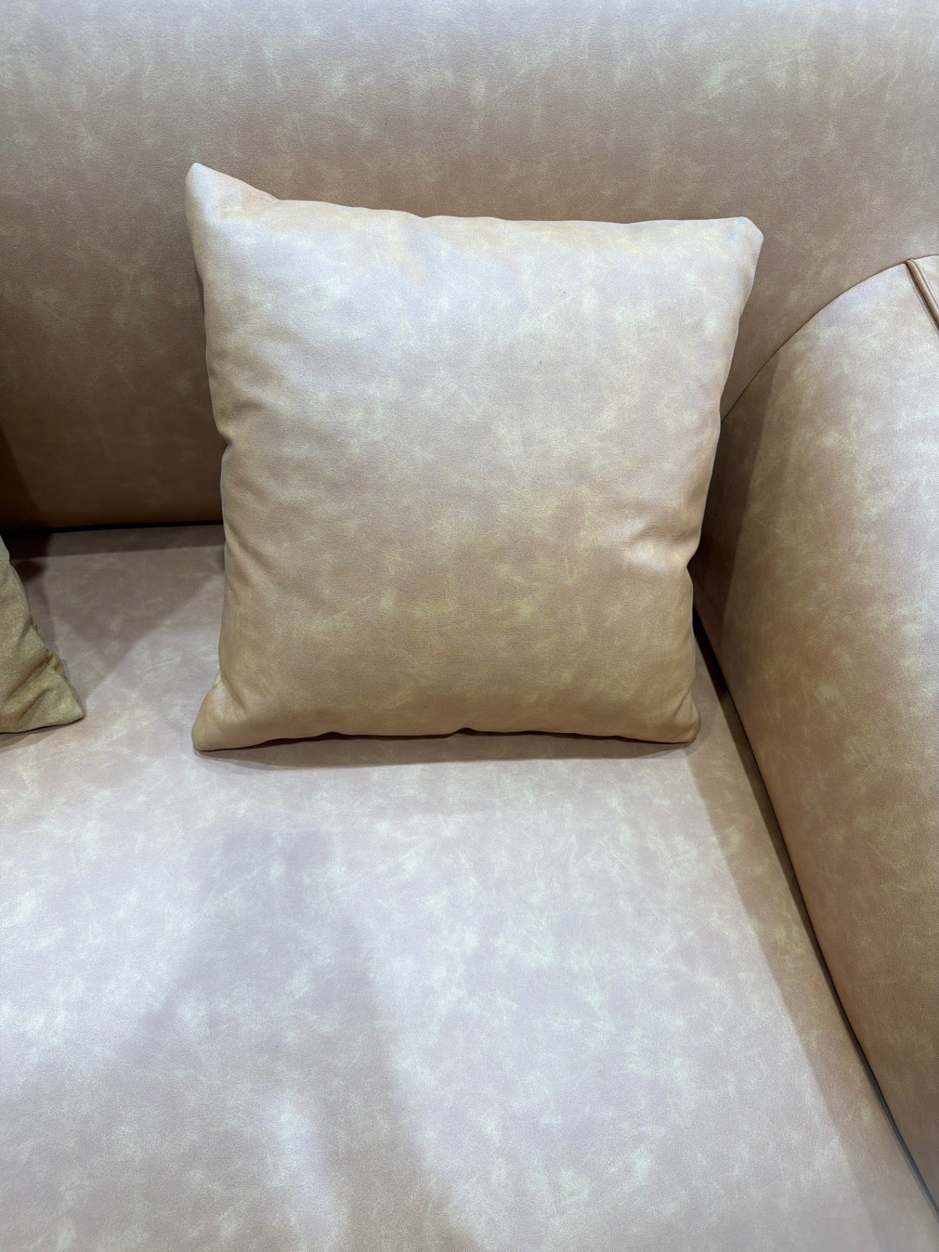 2XL Furniture & Home Decor Tan Faux Leather Sofa - Brand New