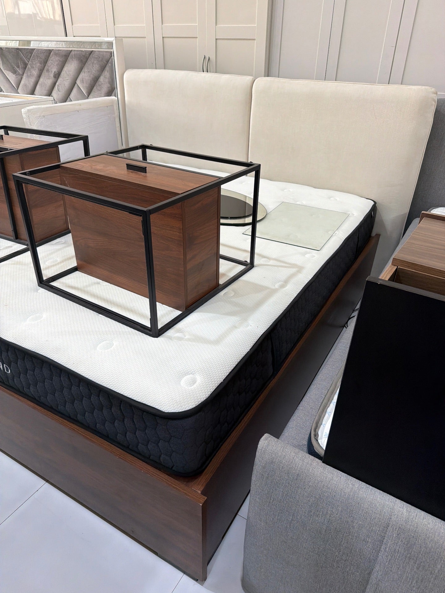 Home Center Blueground Bed and 2 Nightstands - Gently Used