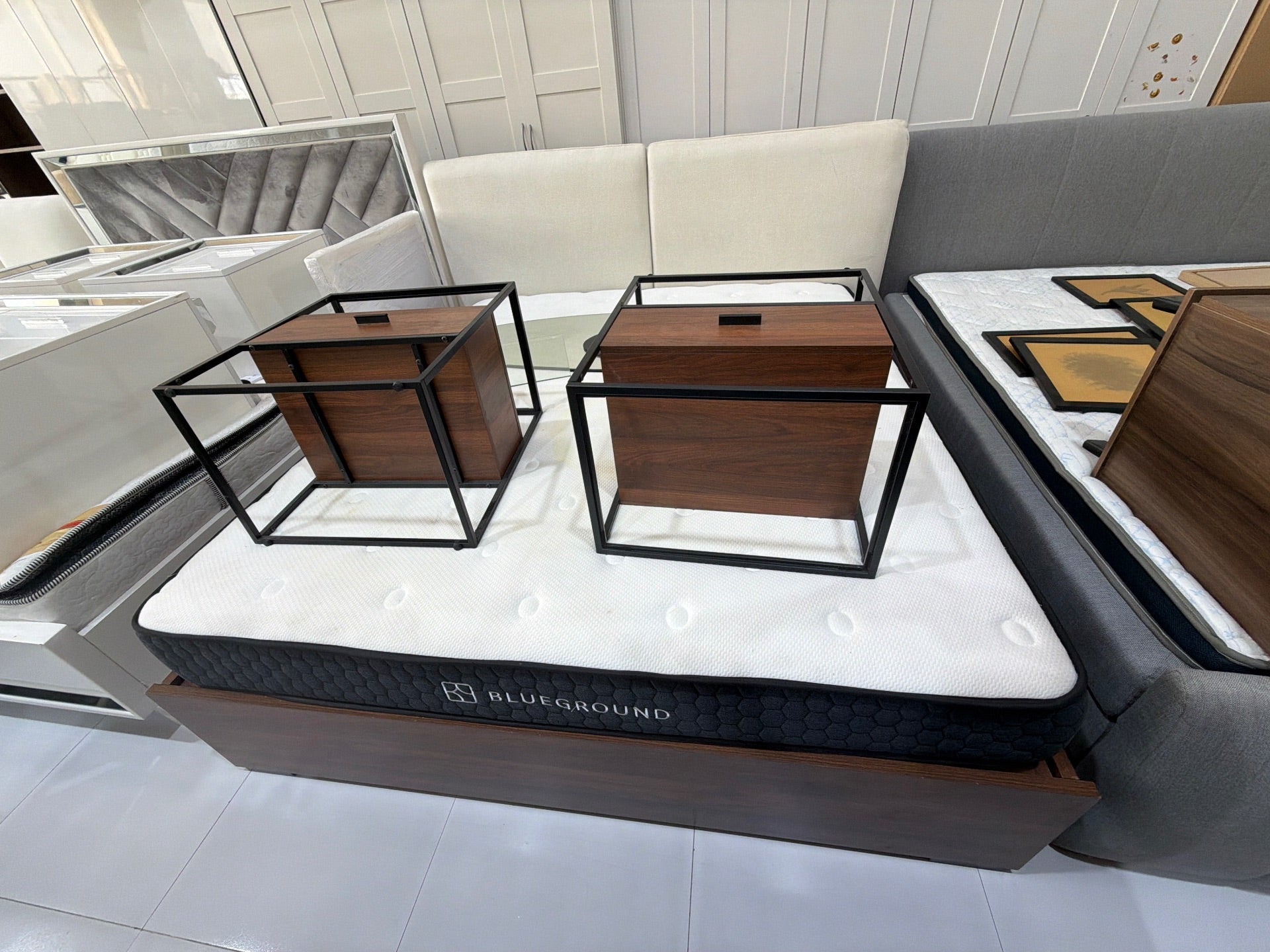Home Center Blueground Bed and 2 Nightstands - Gently Used