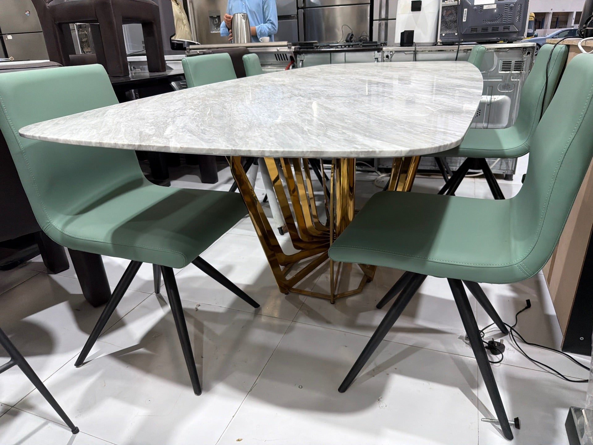 6-Seater Marble Effect Dining Set - Used