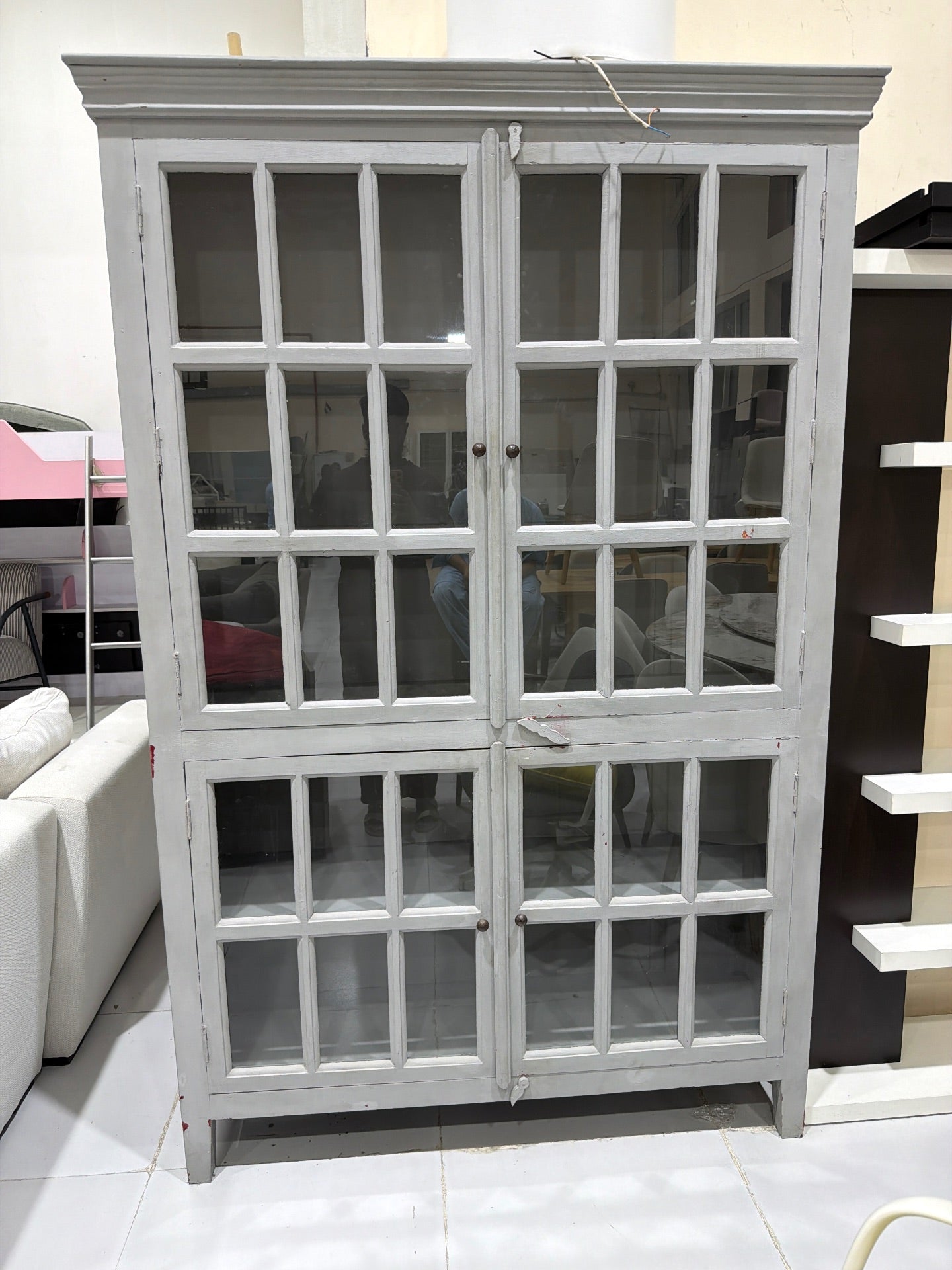 Crate & Barrel Grey Vintage Show Cupboard - Used