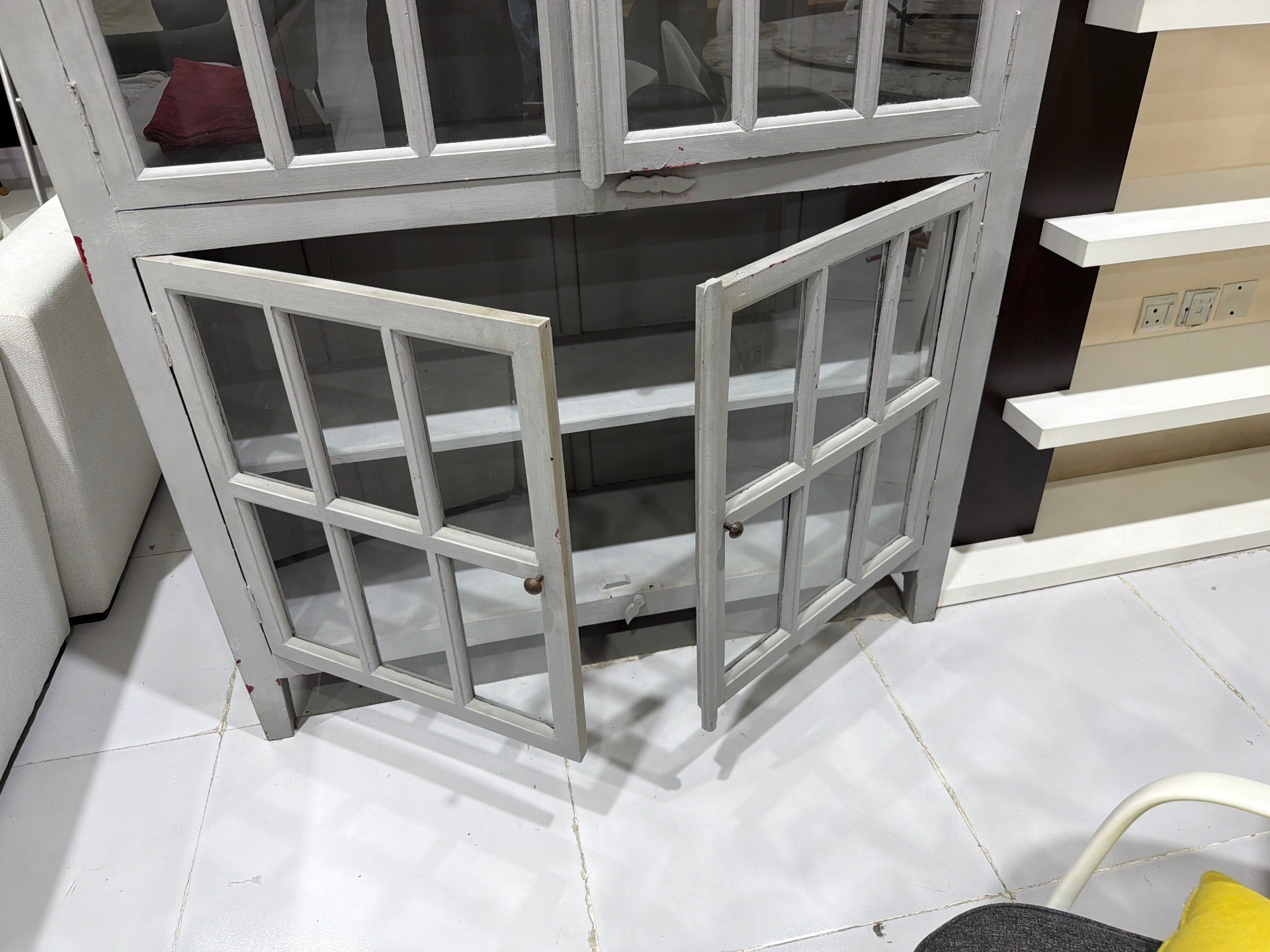 Crate & Barrel Grey Vintage Show Cupboard - Used