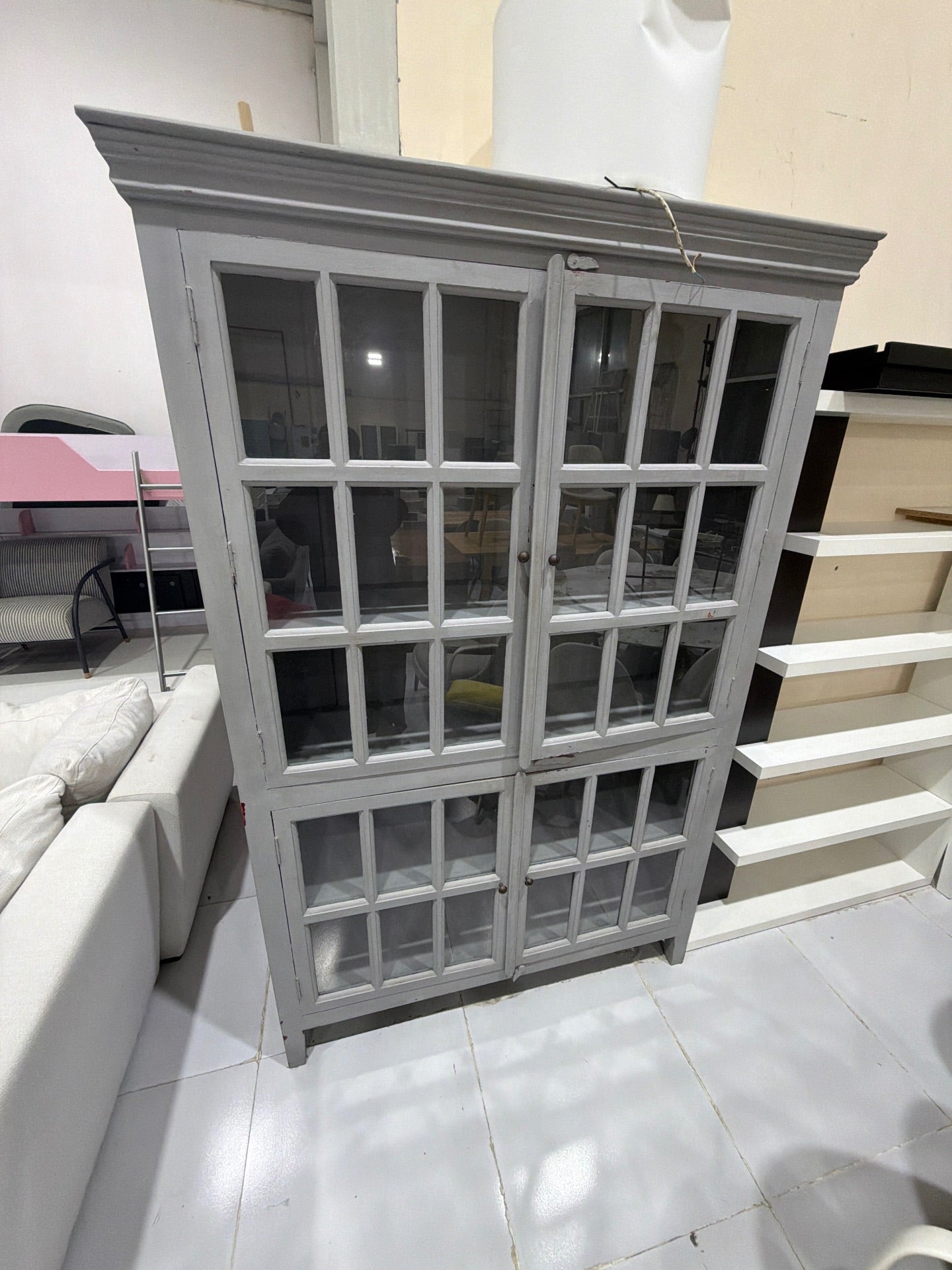 Crate & Barrel Grey Vintage Show Cupboard - Used