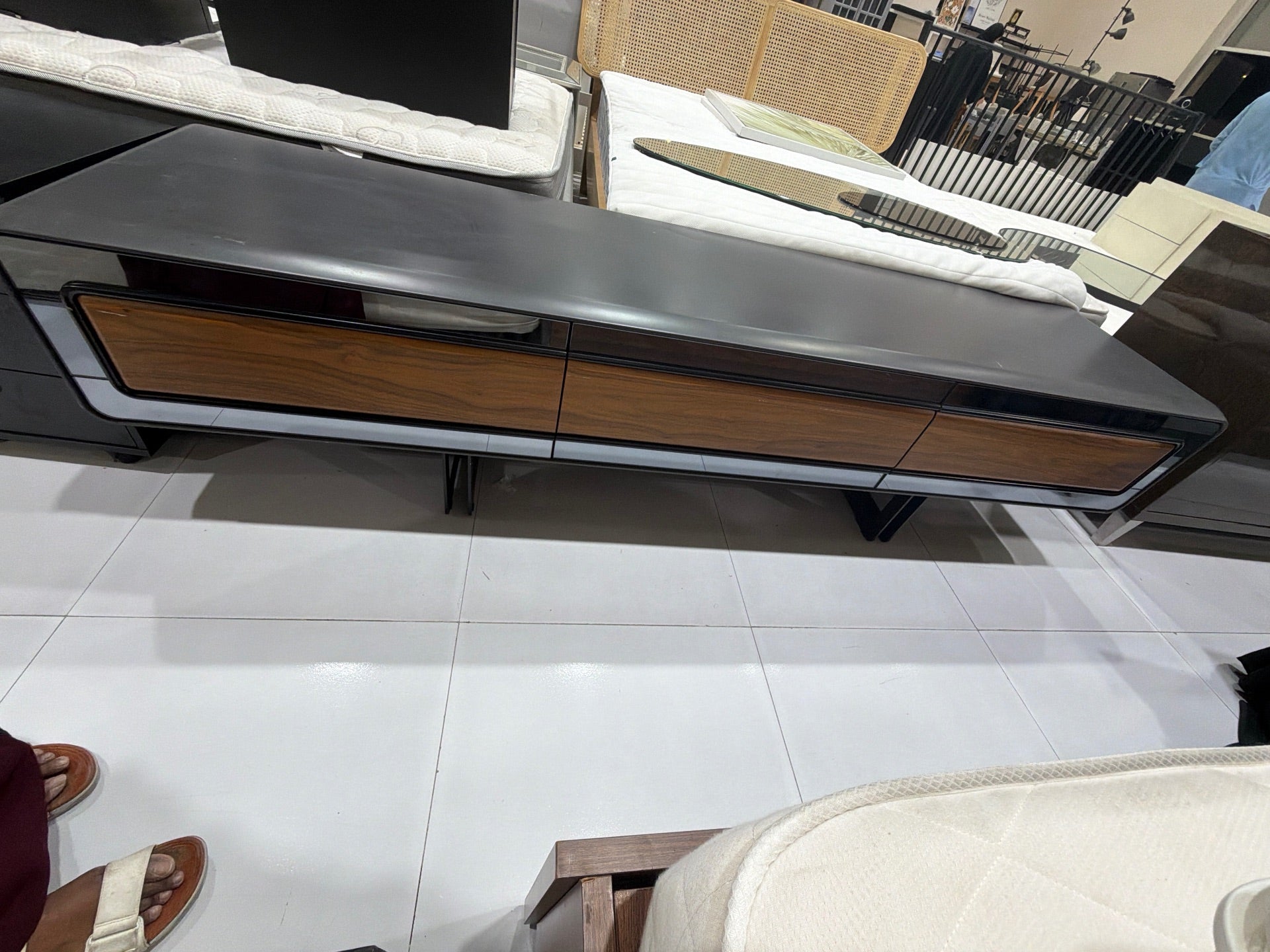 Modern TV Stand with Wood Drawers - Gently Used