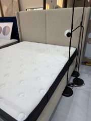 Beige Upholstered Bed with Mattress - Gently Used