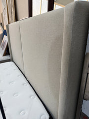 Beige Upholstered Bed with Mattress - Gently Used