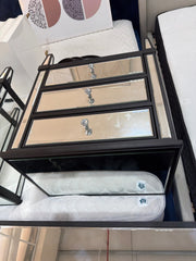 Mirrored and Grey Fabric Bedroom Set with Mattress - Gently Used