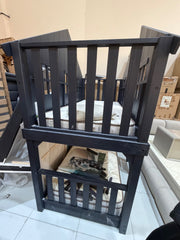 Pottery Barn Kids Charcoal Wooden Treehouse Bunk Bed with Mattresses - Used