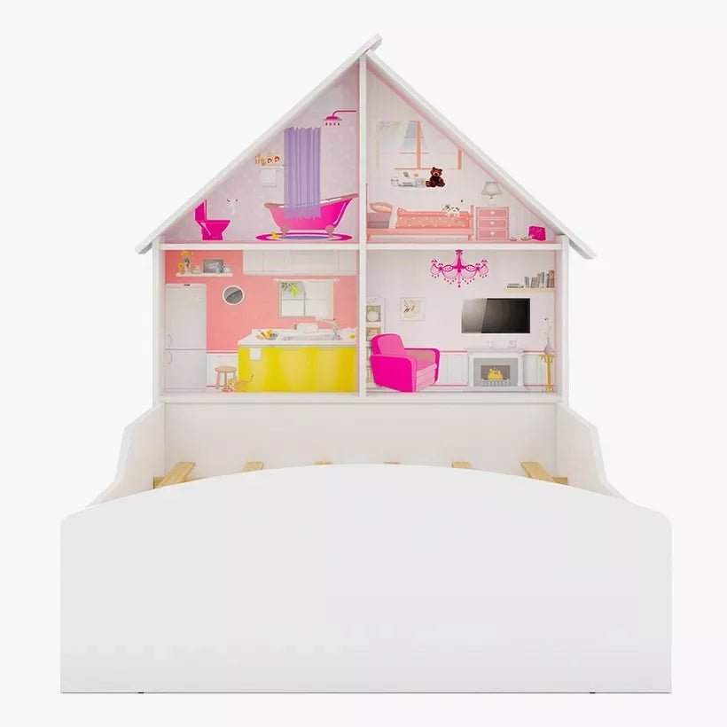 Pan Emirates White House Bed with Shelving Headboard