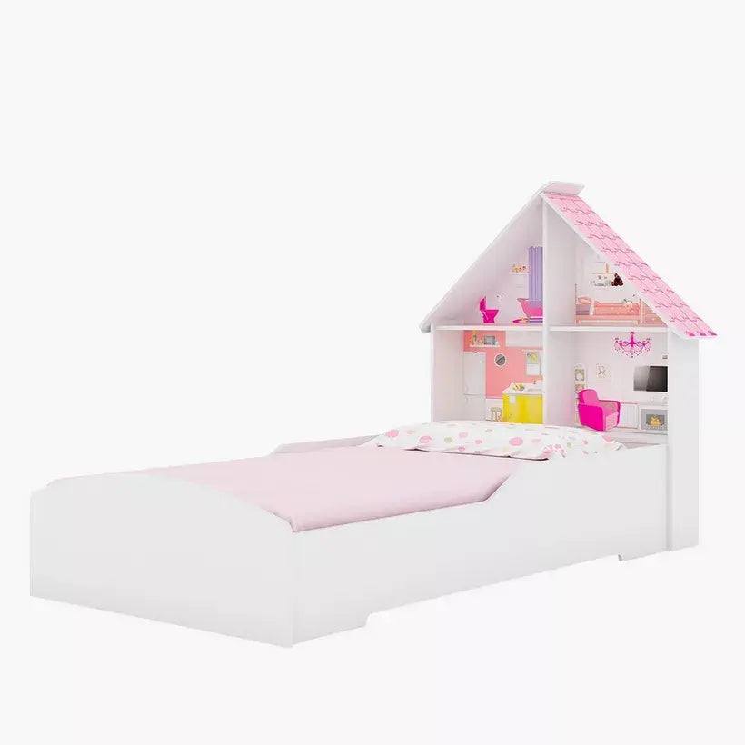 Pan Emirates White House Bed with Shelving Headboard
