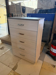 Home Box Light Oak and Grey 5-Drawer Chest - Like New