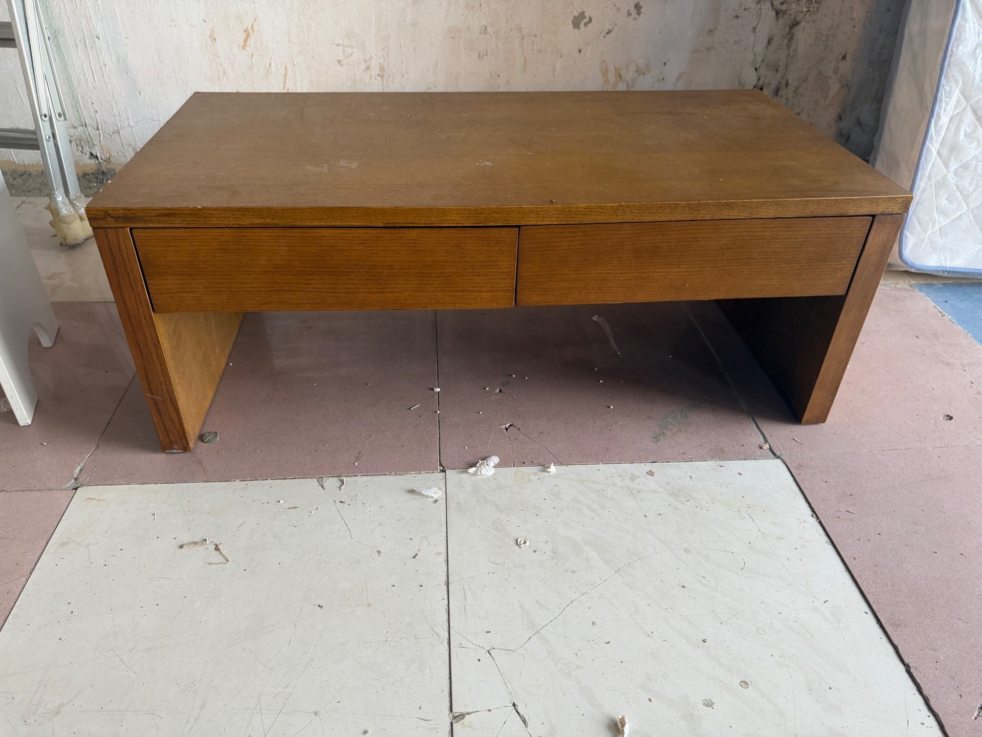 Home Center Rectangular Wooden Coffee Table with 2 Drawers - Used