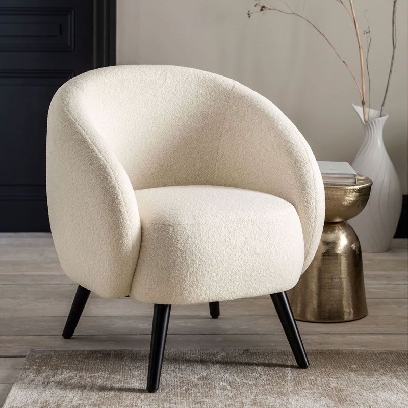 Asghar Furniture Cream Bouclé Armchair
