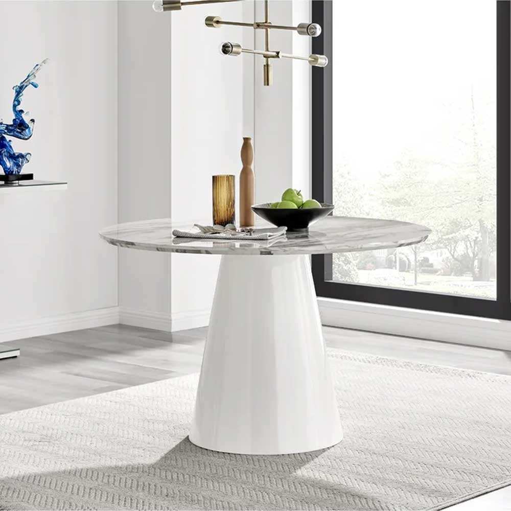 Abc Round Marble-Pattern Dining Table