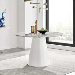 Abc Round Marble-Pattern Dining Table
