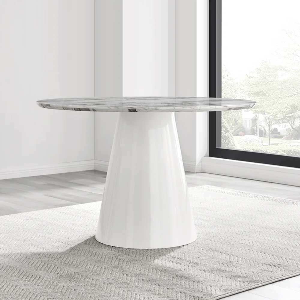 Abc Round Marble-Pattern Dining Table