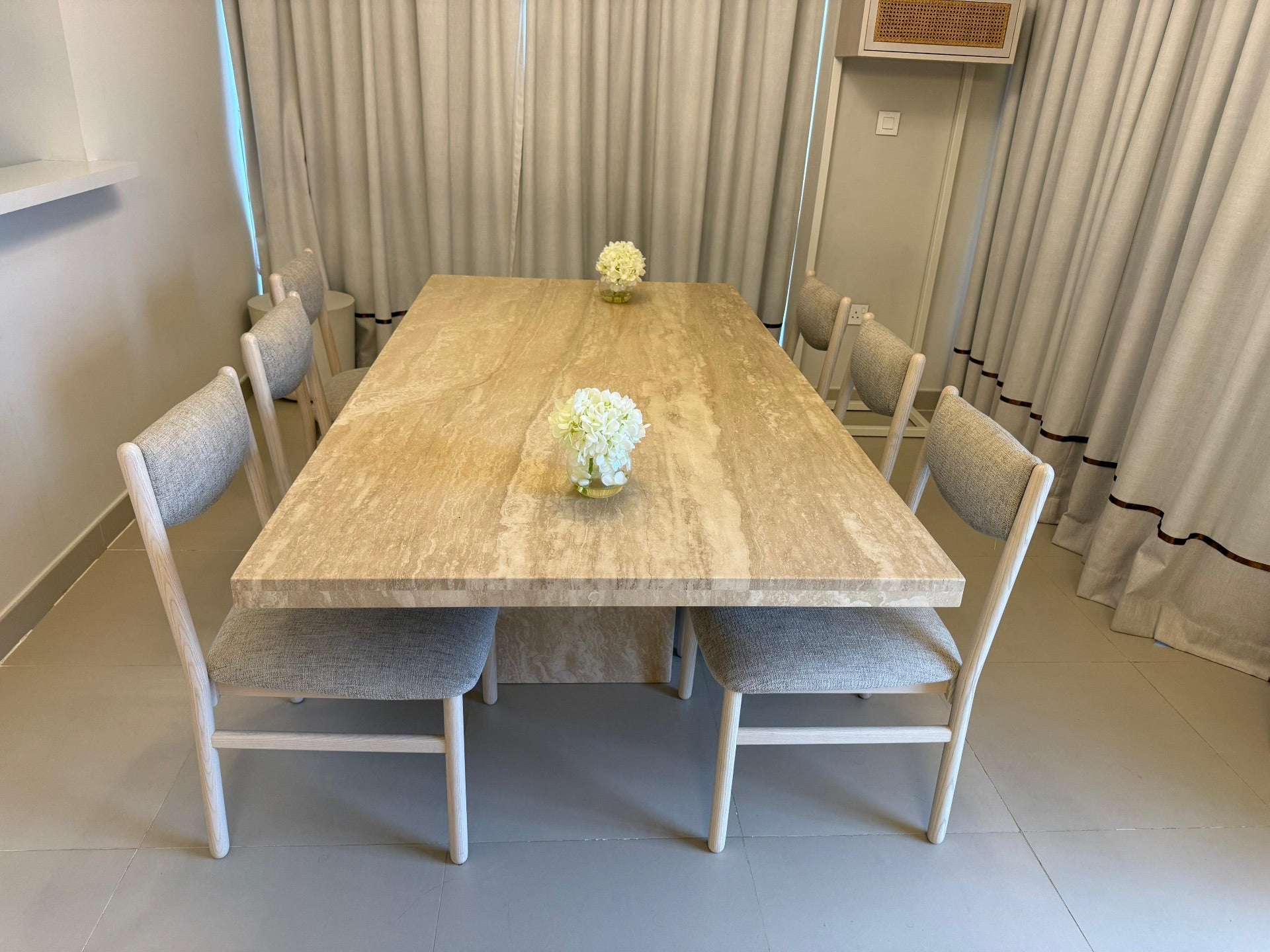 Crate & Barrel Travertine Dining Set