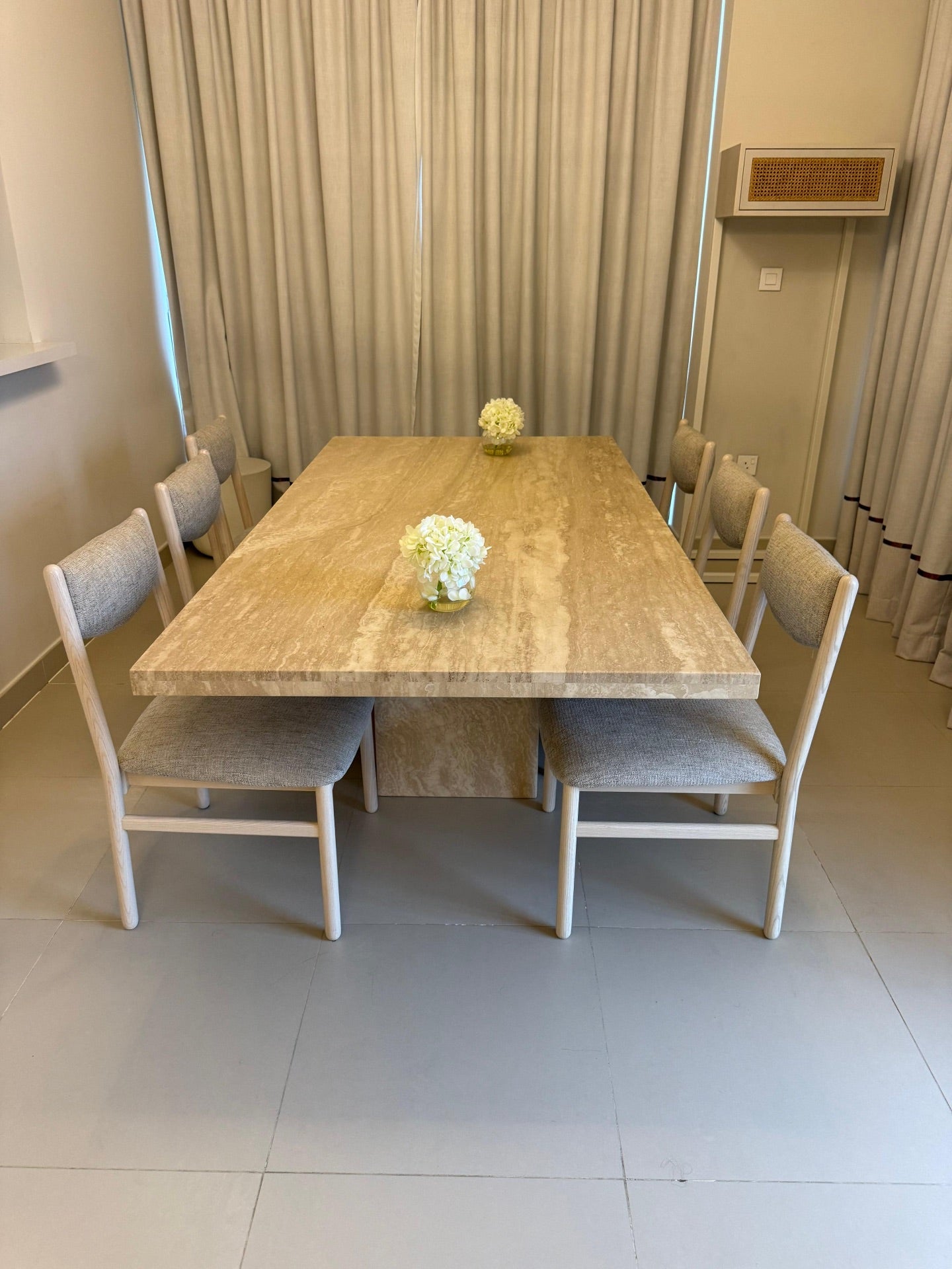 Crate & Barrel Travertine Dining Set