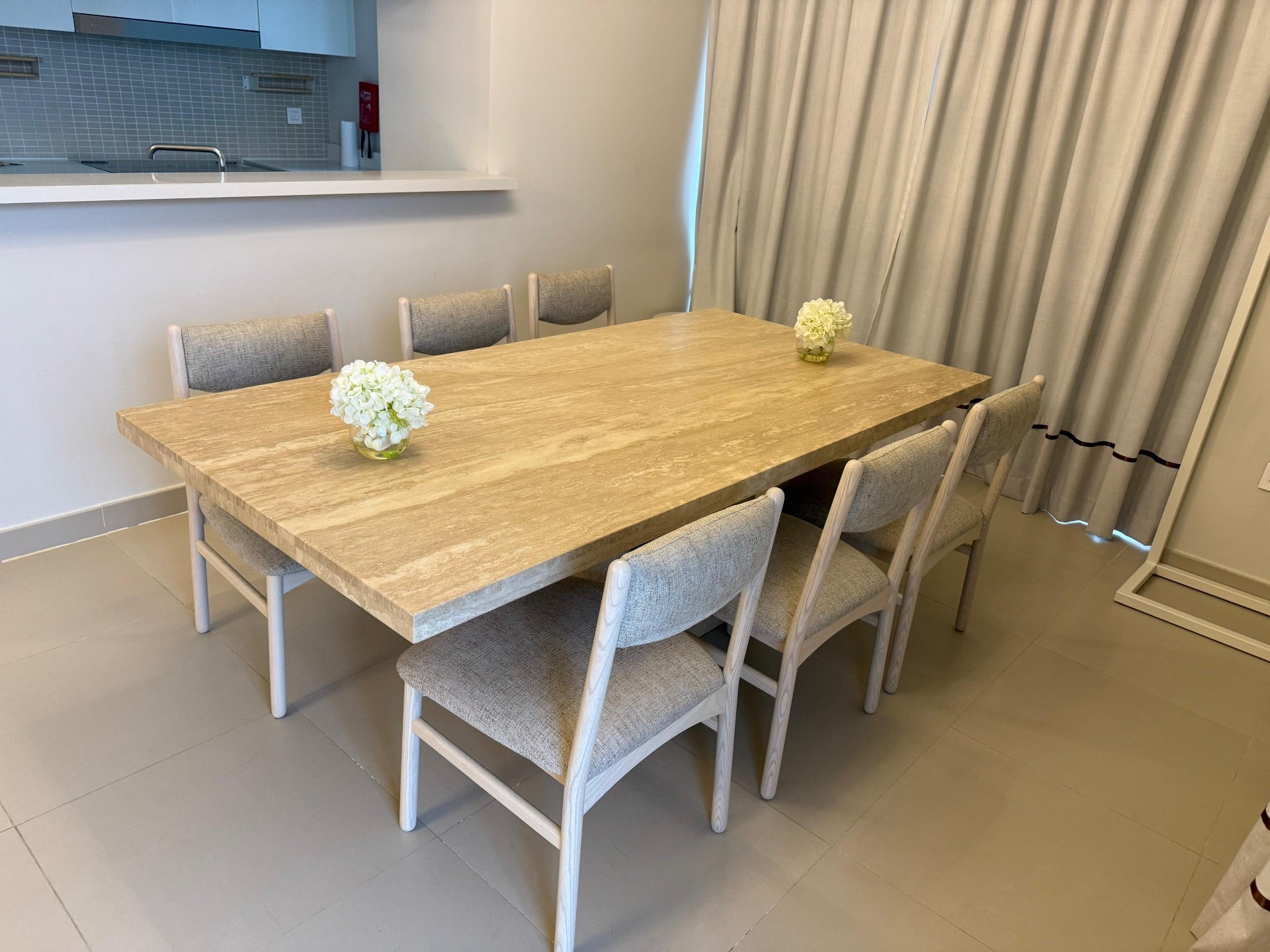 Crate & Barrel Travertine Dining Set