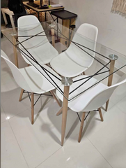 Modern 4-Seater Glass Dining Set