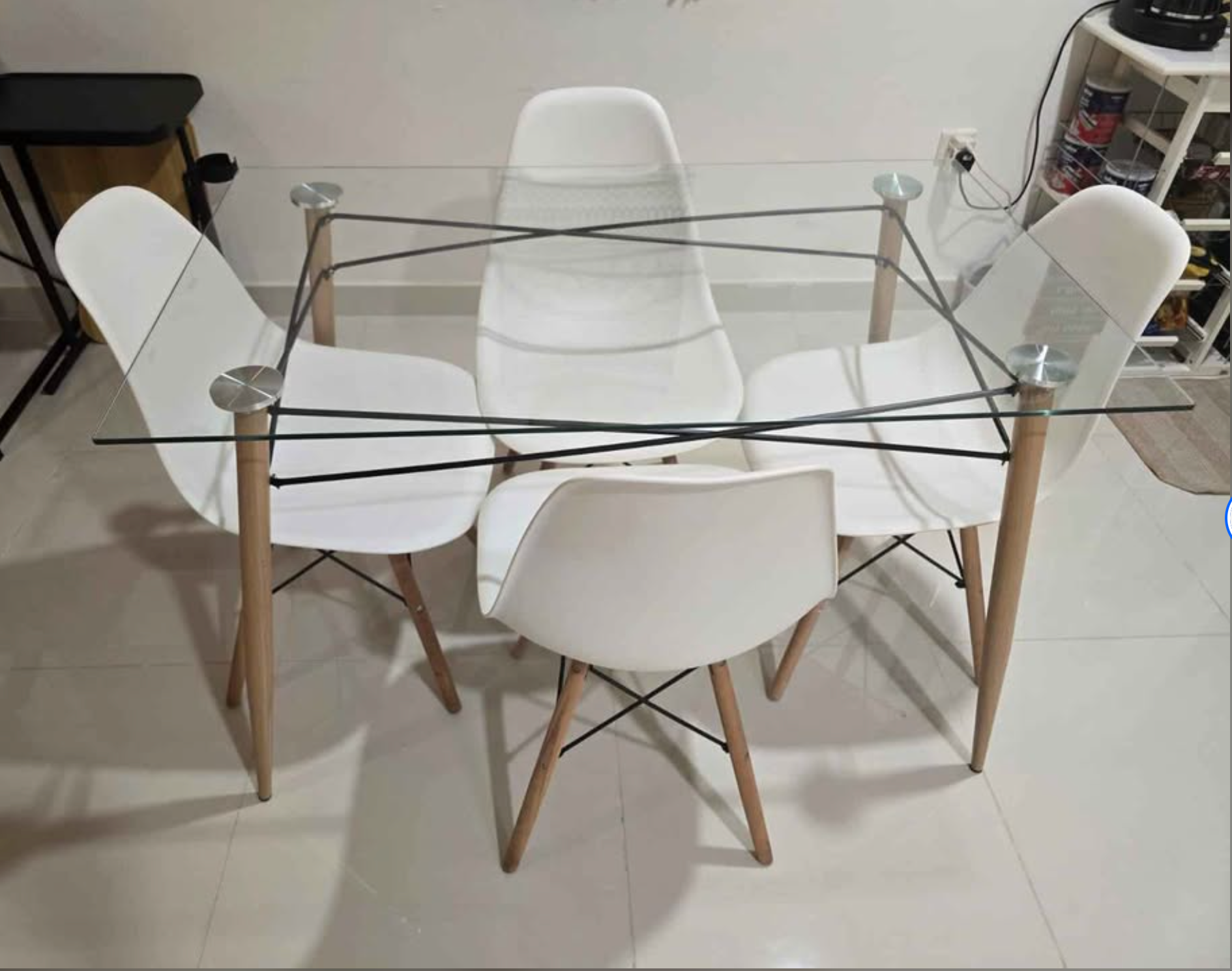 Modern 4-Seater Glass Dining Set