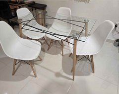 Modern 4-Seater Glass Dining Set