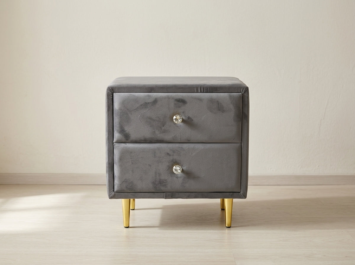 Velvet Bedroom set with a set of Nightstands