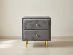 Velvet Bedroom set with a set of Nightstands