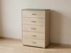 Home Box Light Oak and Grey 5-Drawer Chest - Like New