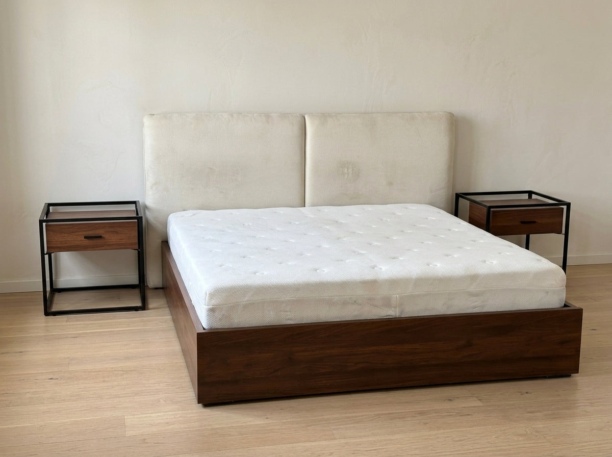 Home Center Blueground Bed and 2 Nightstands - Gently Used