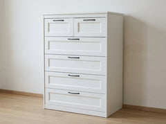 Home Center White 6-Drawer Chest with Black Handles - Gently Used