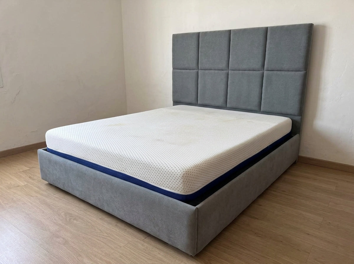 Upholstered King Size Bed with Mattress - Gently Used