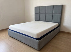 Upholstered King Size Bed with Mattress - Gently Used