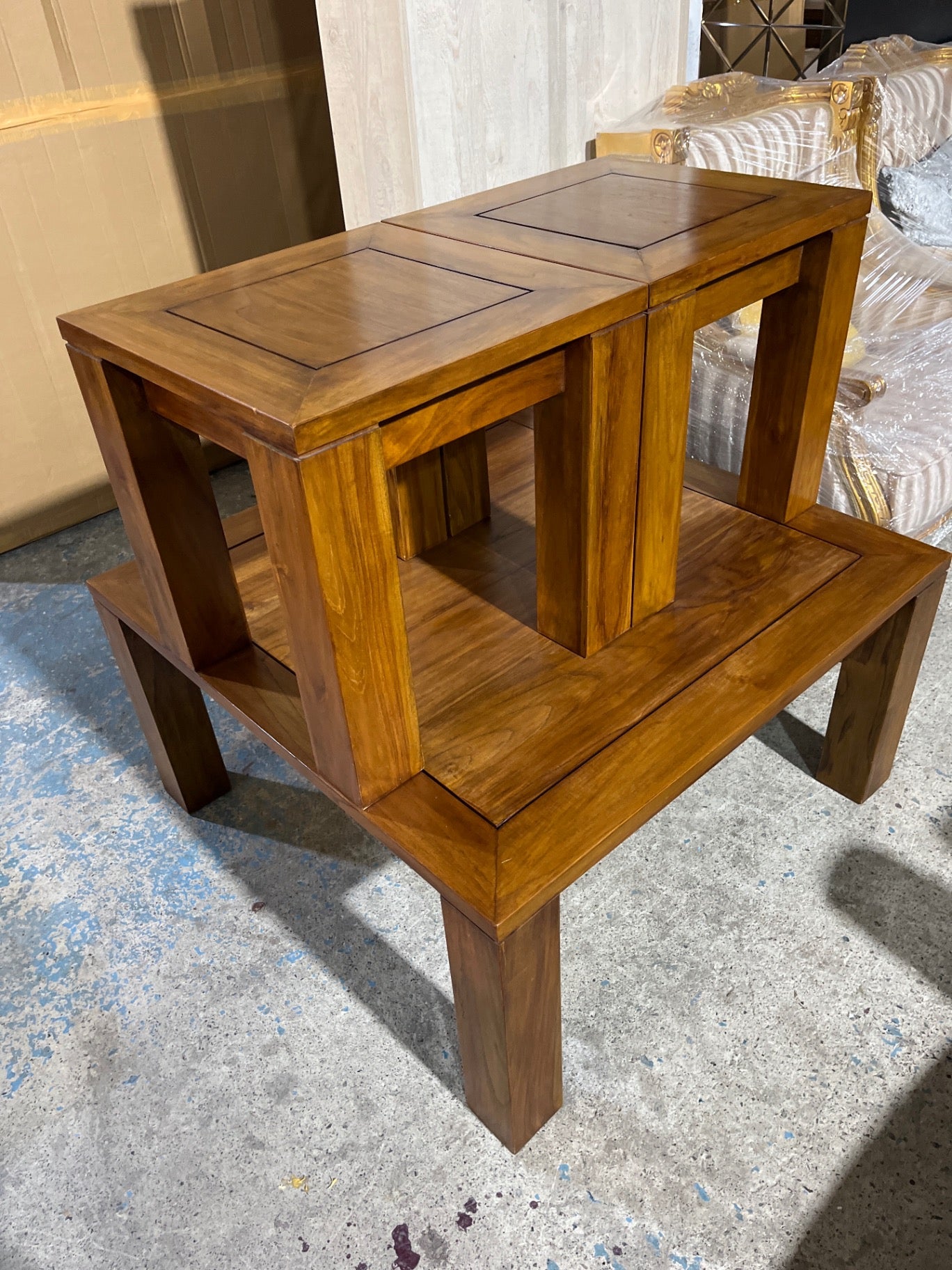 Italian Wooden Coffee Table Set